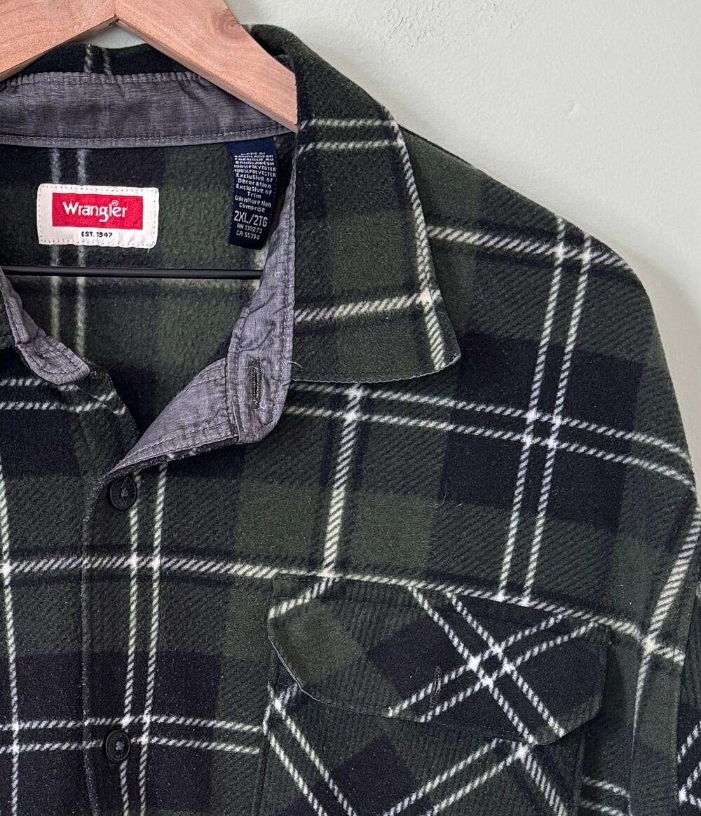 Wrangler Plaid Thick Fleece Shirt Size 2XL Mens Winter Fall